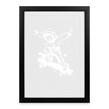 Planche à roulettes garçon - Affiche encadrée (27 × 37 cm) - noir - Devant