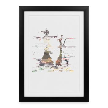 Chess Queen and King Graphic - Framed poster (27 × 37 cm) - black - Front