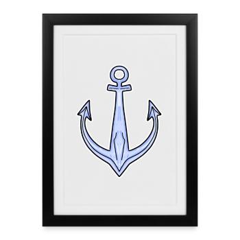 Anchor Symbol North Sea Boat - Framed poster (27 × 37 cm) - black - Front