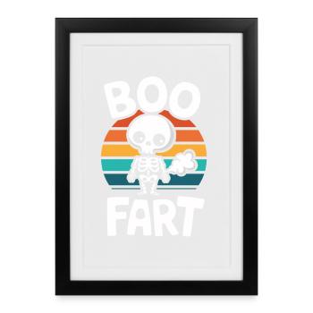 Squelette qui pète – Halloween drôle - Affiche encadrée (27 × 37 cm) - noir - Devant