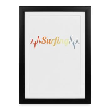 Cardiogramme de surf - Affiche encadrée (27 × 37 cm) - noir - Devant
