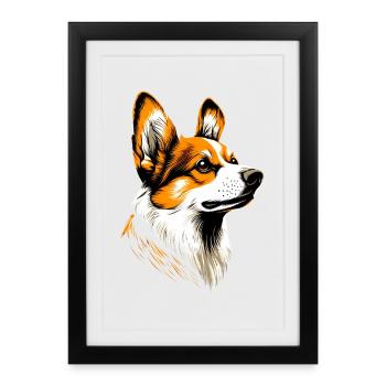 Corgi Welsh Corgi Cardigan Dog Cute Welsh Corgi - Framed poster (27 × 37 cm) - black - Front