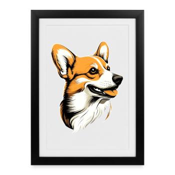 Corgi Welsh Corgi Cardigan Dog Cute Welsh Corgi - Framed poster (27 × 37 cm) - black - Front