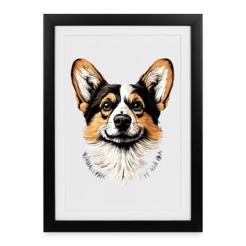 Corgi Welsh Corgi Cardigan Dog Cute Welsh Corgi - Framed poster (27 × 37 cm) - black - Front