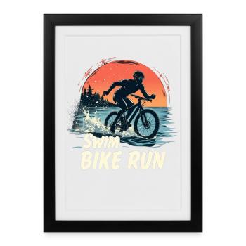 Triathlon suit - triathlete in training - Framed poster (27 × 37 cm) - black - Front