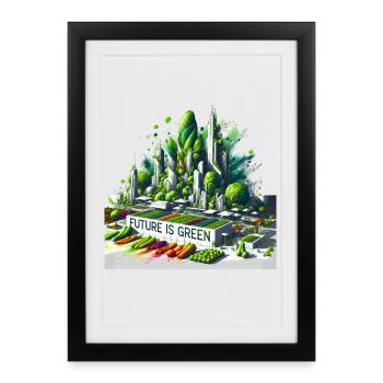 Futuriste City Garden Design Veggie Gift - Affiche encadrée (27 × 37 cm) - noir - Devant