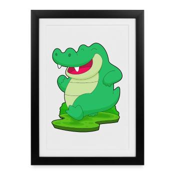 Crocodile Jogger Jogging Sport - Framed poster (27 × 37 cm) - black - Front