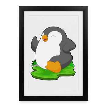 Penguin Jogger Jogging Sport - Framed poster (27 × 37 cm) - black - Front