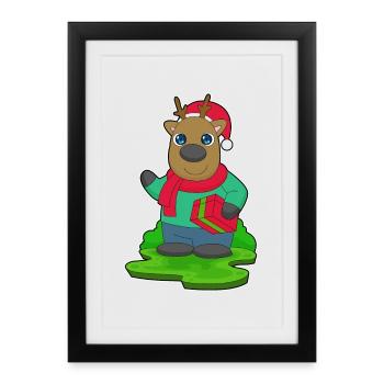 Reindeer Christmas Package - Framed poster (27 × 37 cm) - black - Front