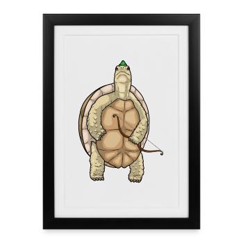 Schildkröte Bogenschütze Bogen - Gerahmtes Poster (27 × 37 cm) - Schwarz - Vorne
