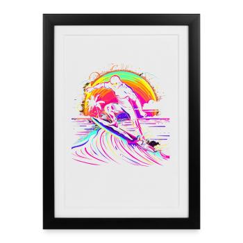 Surfeur Vaporwave - Affiche encadrée (27 × 37 cm) - noir - Devant
