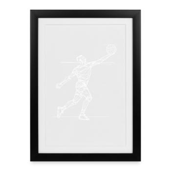 Volleyballspieler Skizze - Gerahmtes Poster (27 × 37 cm) - Schwarz - Vorne