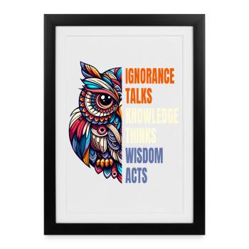 Abstract Owl Philosophy Wisdom Knowledge Saying - Framed poster (27 × 37 cm) - black - Front