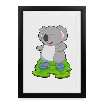 Koala Inline skating Inline skates - Framed poster (27 × 37 cm) - black - Front