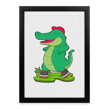 Crocodile Inline skating Inline skates - Framed poster (27 × 37 cm) - black - Front