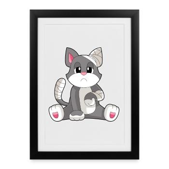 Bandage pour chat - Affiche encadrée (27 × 37 cm) - noir - Devant