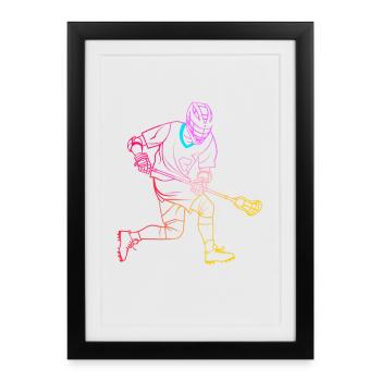 Dessin d’un joueur de crosse - Affiche encadrée (27 × 37 cm) - noir - Devant