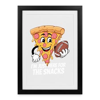 Football - Lustig I'm just here for the snacks - Gerahmtes Poster (27 × 37 cm) - Schwarz - Vorne