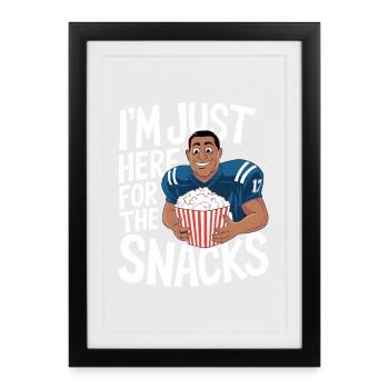 Football - Lustig I'm just here for the snacks - Gerahmtes Poster (27 × 37 cm) - Schwarz - Vorne