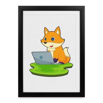 Fox Laptop - Framed poster (27 × 37 cm) - black - Front