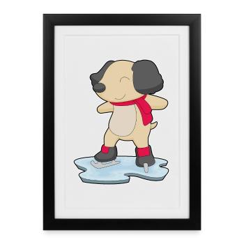 Patins à glace pour chien - Affiche encadrée (27 × 37 cm) - noir - Devant