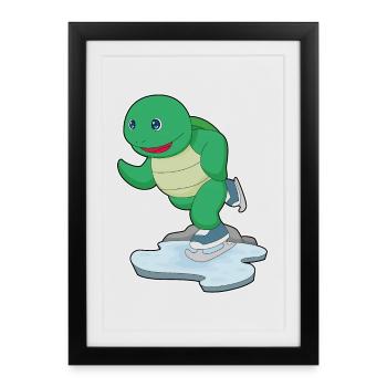 Patins à glace tortue - Affiche encadrée (27 × 37 cm) - noir - Devant