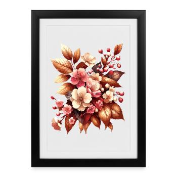 Bouquet bohème Fleur d’automne Magie - Affiche encadrée (27 × 37 cm) - noir - Devant