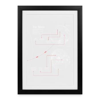 Moon Graphic | Moon Map Astronomy Detailed - Framed poster (27 × 37 cm) - black - Front