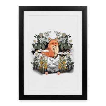 nature, montagnes, montagnes, renards, renards, amoureux de la nature - Affiche encadrée (27 × 37 cm) - noir - Devant