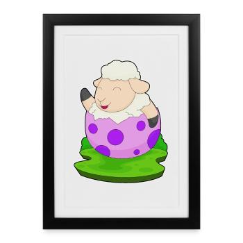 Oeuf de Pâques de brebis - Affiche encadrée (27 × 37 cm) - noir - Devant