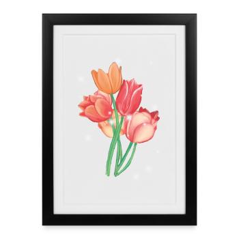 Tulip Tulips Flowers Garden Gardener Nature - Framed poster (27 × 37 cm) - black - Front