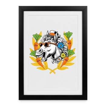 Cheval Cheval tête chevaux gagnant Siegen Laurel Couronne - Affiche encadrée (27 × 37 cm) - noir - Devant