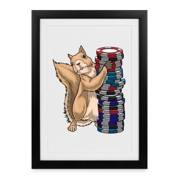 Meerkat Poker Jetons de poker - Affiche encadrée (27 × 37 cm) - noir - Devant