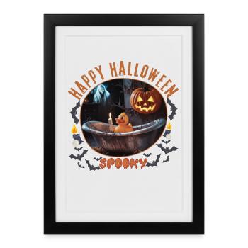Spooky Halloween Bath Scene - Framed poster (27 × 37 cm) - black - Front