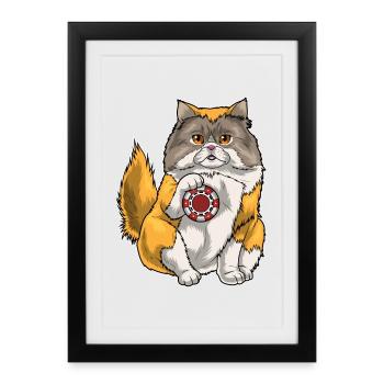 Persian Cat Poker Jetons de poker - Affiche encadrée (27 × 37 cm) - noir - Devant