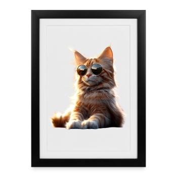 Maine Coon Chat Chat Maman Chat Maine Coon Chats - Affiche encadrée (27 × 37 cm) - noir - Devant