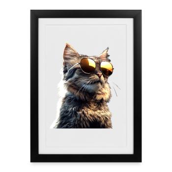 Maine Coon Chat Chat Maman Chat Maine Coon Chats - Affiche encadrée (27 × 37 cm) - noir - Devant