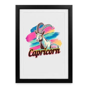 Capricorn Horoscope Astrology Sign Vintage Design. - Framed poster (27 × 37 cm) - black - Front
