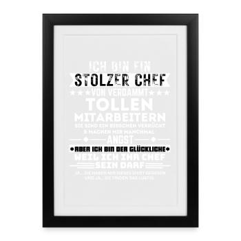 Stolzer Chef Von Verdammt Tollen Mitarbeitern - Gerahmtes Poster (27 × 37 cm) - Schwarz - Vorne