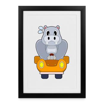 Hippopotamus Car - Framed poster (27 × 37 cm) - black - Front