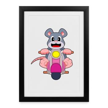Moto souris - Affiche encadrée (27 × 37 cm) - noir - Devant