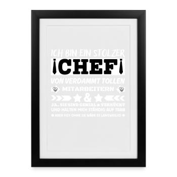 Stolzer Chef Von Verdammt Tollen Mitarbeitern - Gerahmtes Poster (27 × 37 cm) - Schwarz - Vorne