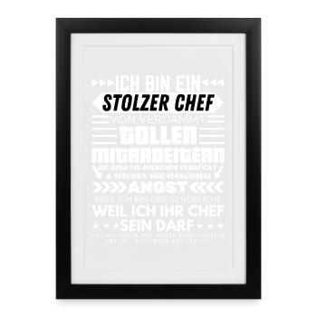 Stolzer Chef Von Verdammt Tollen Mitarbeitern - Gerahmtes Poster (27 × 37 cm) - Schwarz - Vorne