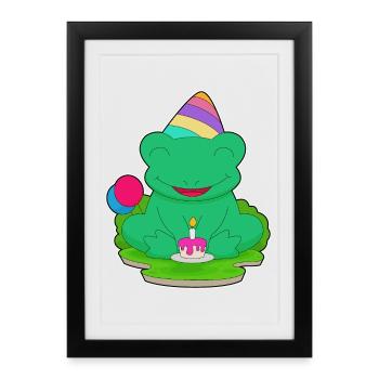 Frog Birthday Party Hat - Framed poster (27 × 37 cm) - black - Front