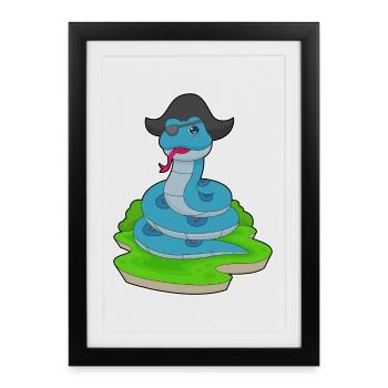 Serpent Pirate Chapeau de Pirate - Affiche encadrée (27 × 37 cm) - noir - Devant