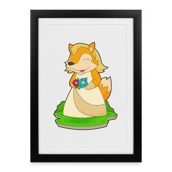 Fuchs Braut Blumen Hochzeit - Gerahmtes Poster (27 × 37 cm) - Schwarz - Vorne