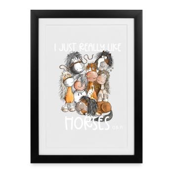 J’aime beaucoup les chevaux Pferde Sprüche Pferdefan - Affiche encadrée (27 × 37 cm) - noir - Devant