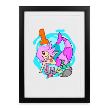 Numéro 1 Numéro Un - Motif Sirène - Affiche encadrée (27 × 37 cm) - noir - Devant