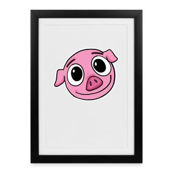 Tête de cochon - Affiche encadrée (27 × 37 cm) - noir - Devant