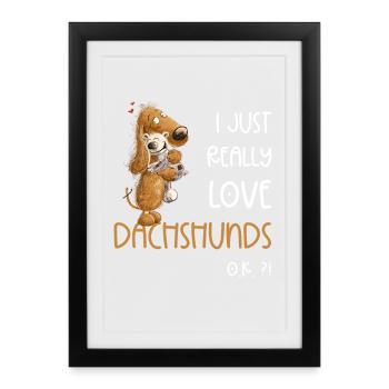J’aime vraiment les teckels teckels - Affiche encadrée (27 × 37 cm) - noir - Devant